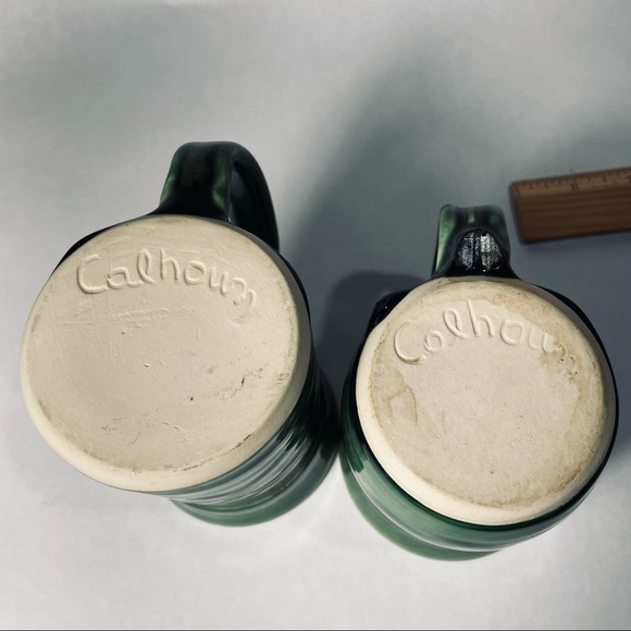 Green & brown handmade pottery mugs Calhoun - Picture 4 of 6